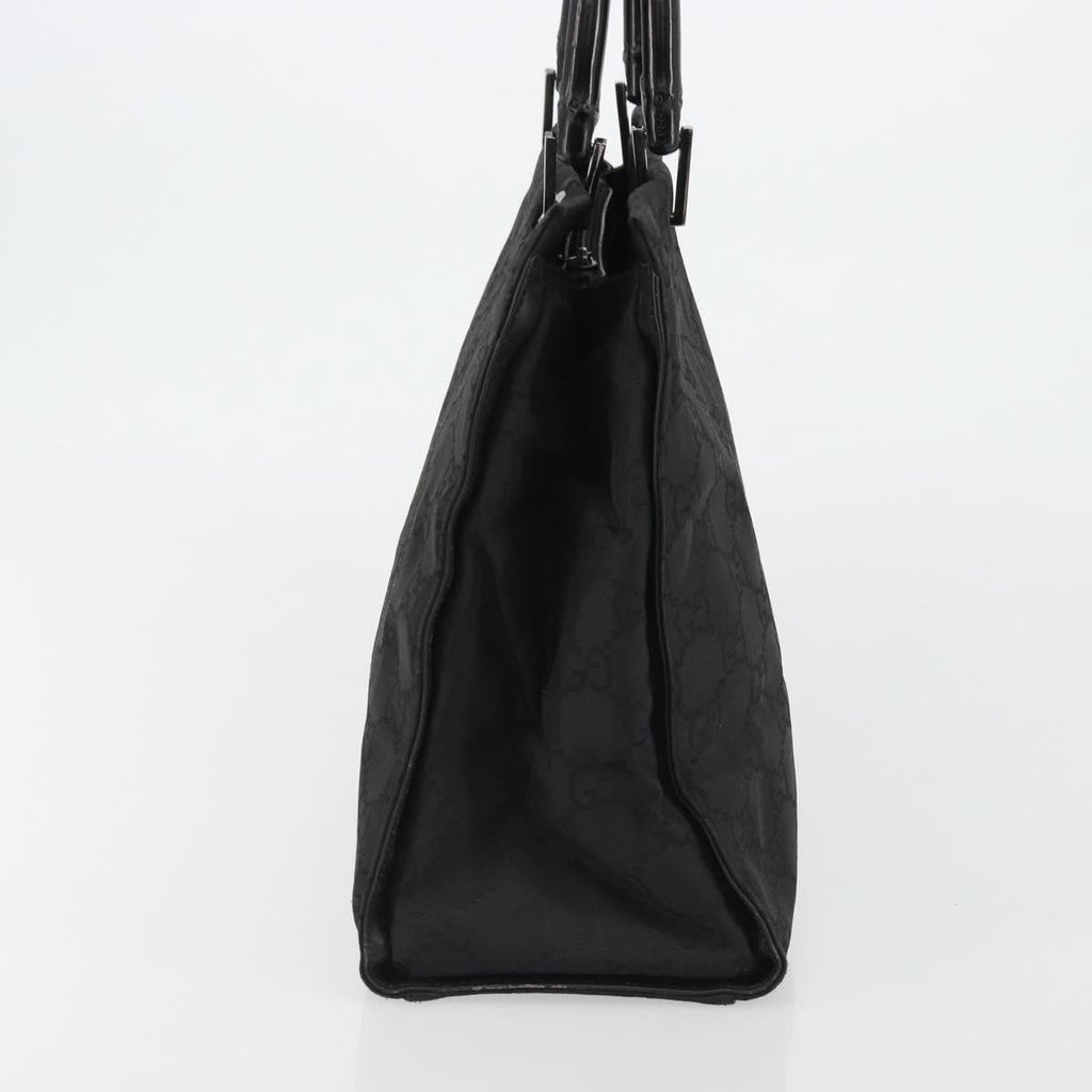 Gucci Vintage Bamboo Handle Tote Gg Canvas Black Canvas Tote Bag Bag (Pre-Owned)