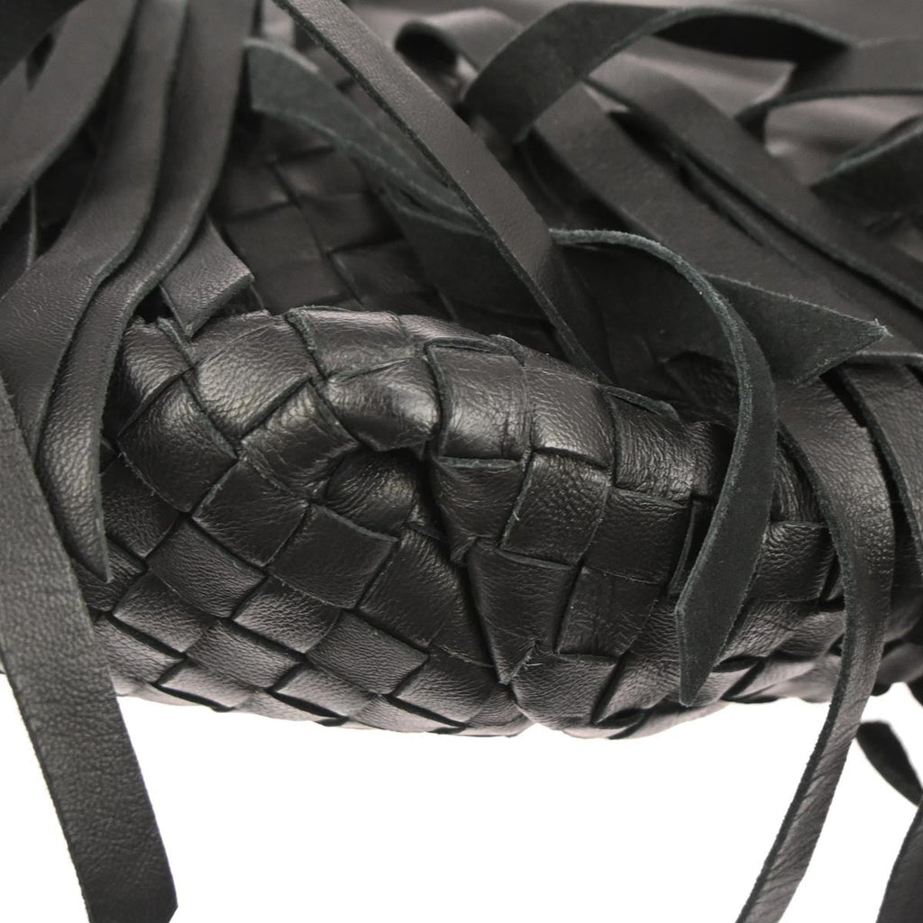 Bottega Veneta Fringe Belt Tote Intrecciato Nappa Black Leather Tote Bag Bag