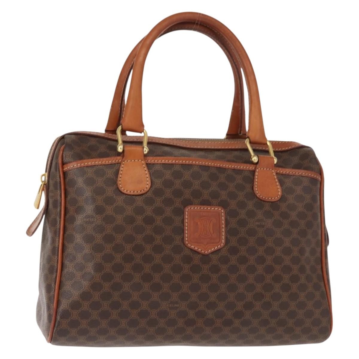 Celine Vintage Macadam Handbag Canvas And Leather Brown Canvas Handbag