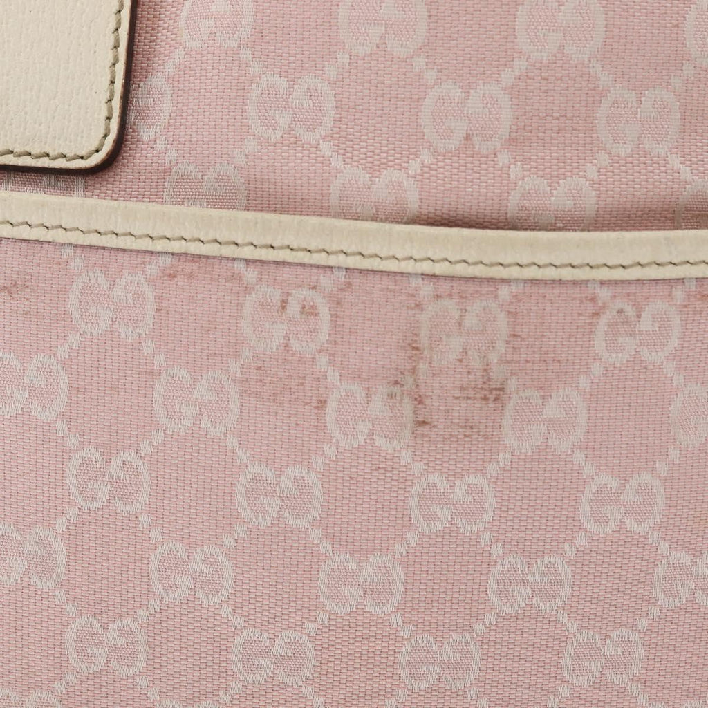 Gucci Web Handle Buckle Tote Gg Canvas Pink Canvas Tote Bag Bag (Pre-Owned)
