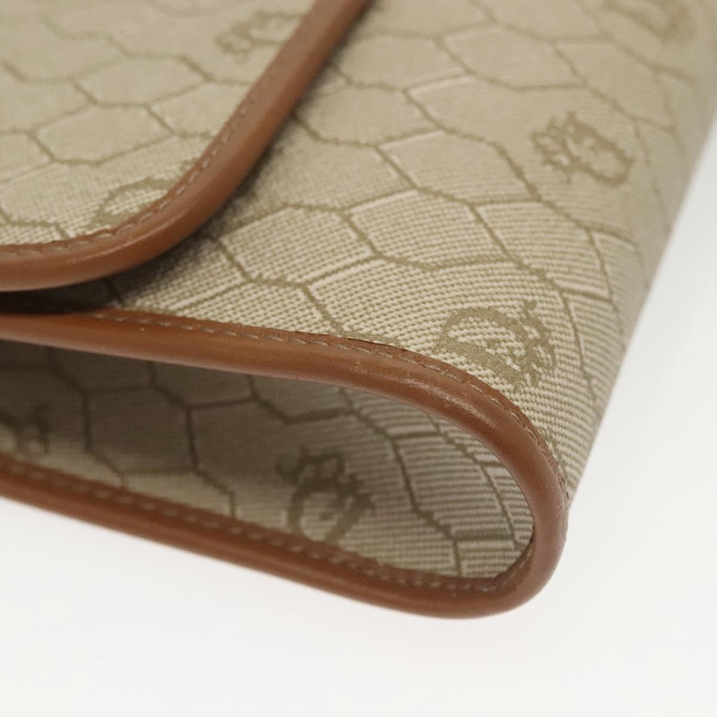 Christian Dior Vintage Honeycomb Chain Canvas Beige Canvas Bag (Pre-Owned)