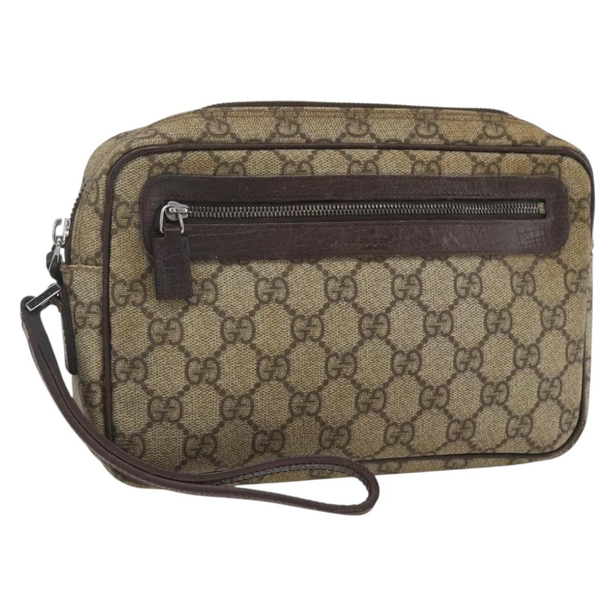 Gucci Wristlet Clutch Gg Coated Canvas Beige Canvas Clutche & Pouche Bag (Pre-Owned)