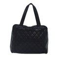 Chanel Vintage Cc Zip Around Bowler Bag Quilted Caviar Black Leather Handbag