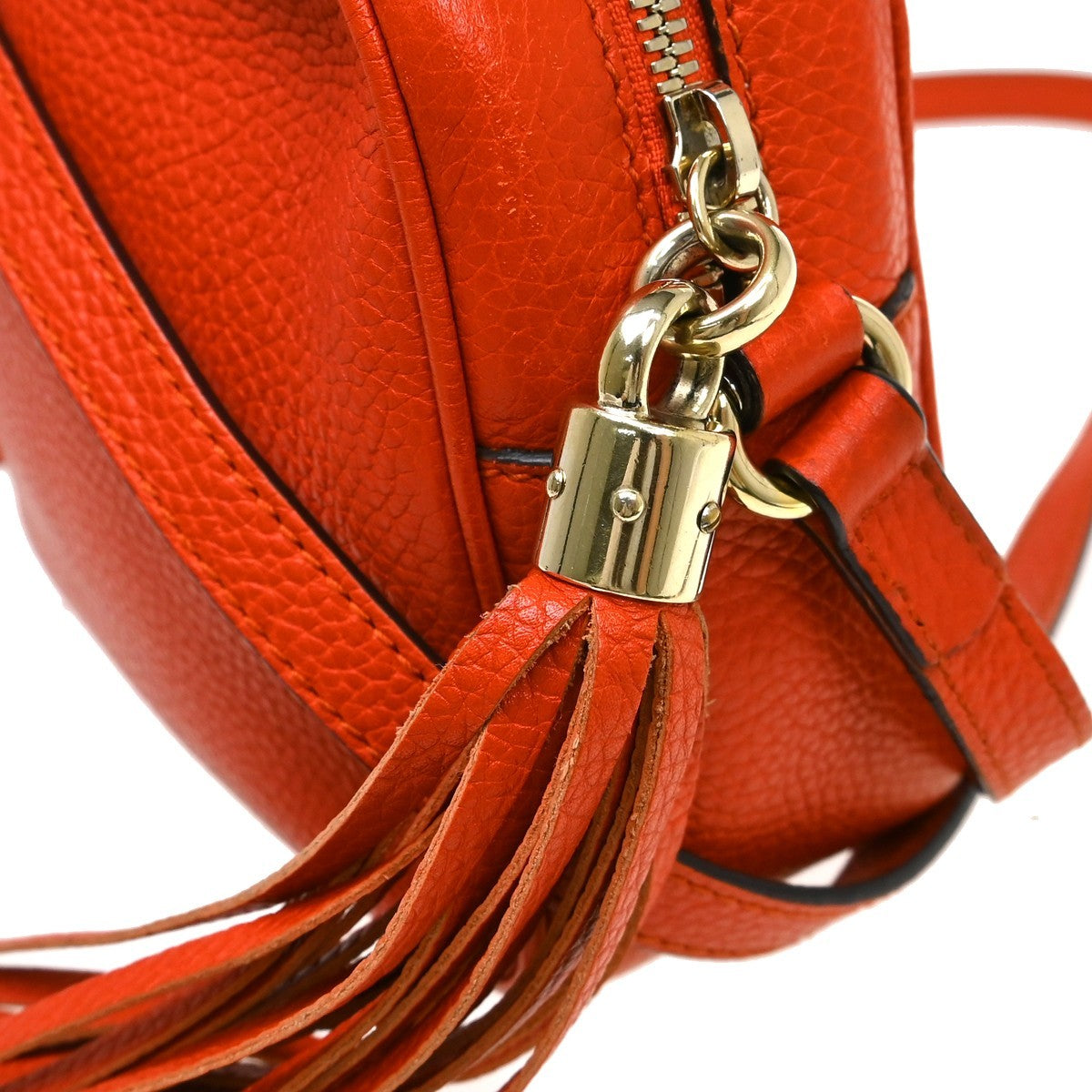 Gucci Soho Chain Crossbody Bag Leather Orange Leather Shoulder Bag Bag (Pre-Owned)