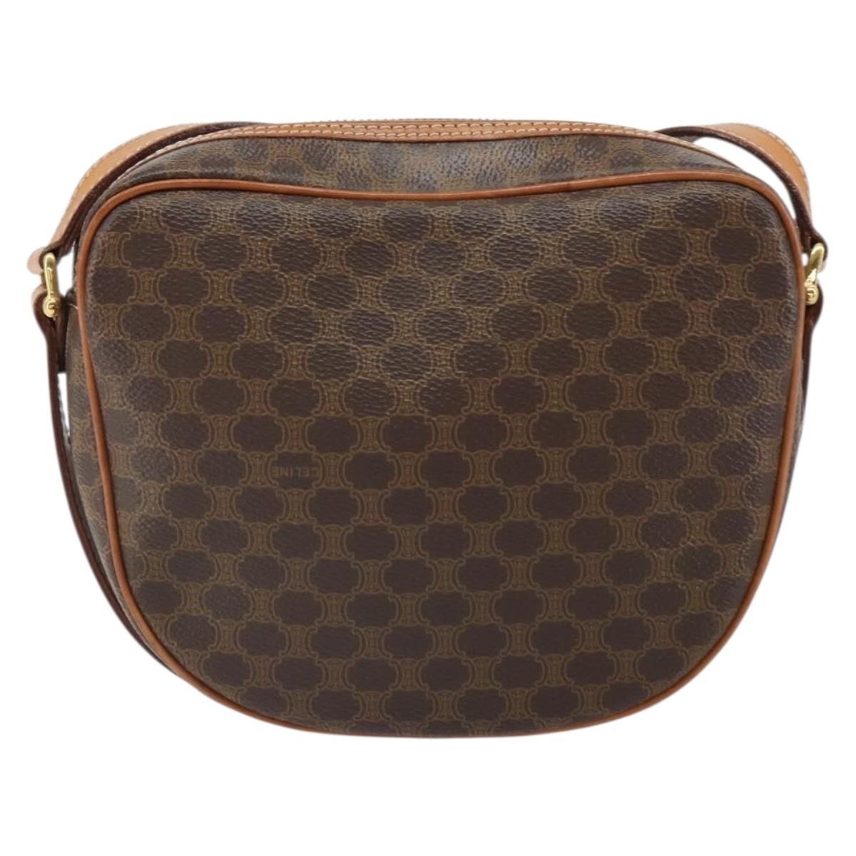Celine Vintage Macadam Shoulder Bag Canvas And Leather Brown Canvas Shoulder Bag Bag