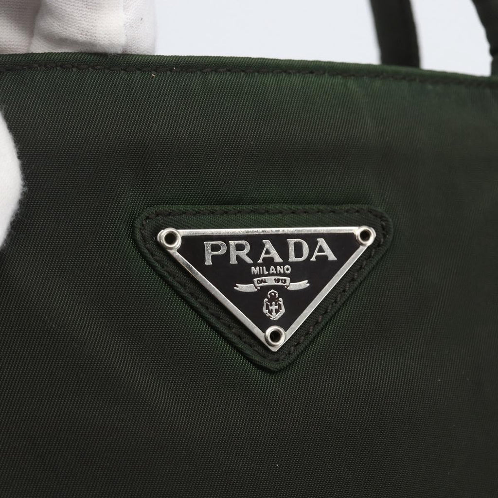 Prada Vintage Zip Handbag Tessuto Khaki Nylon Handbag