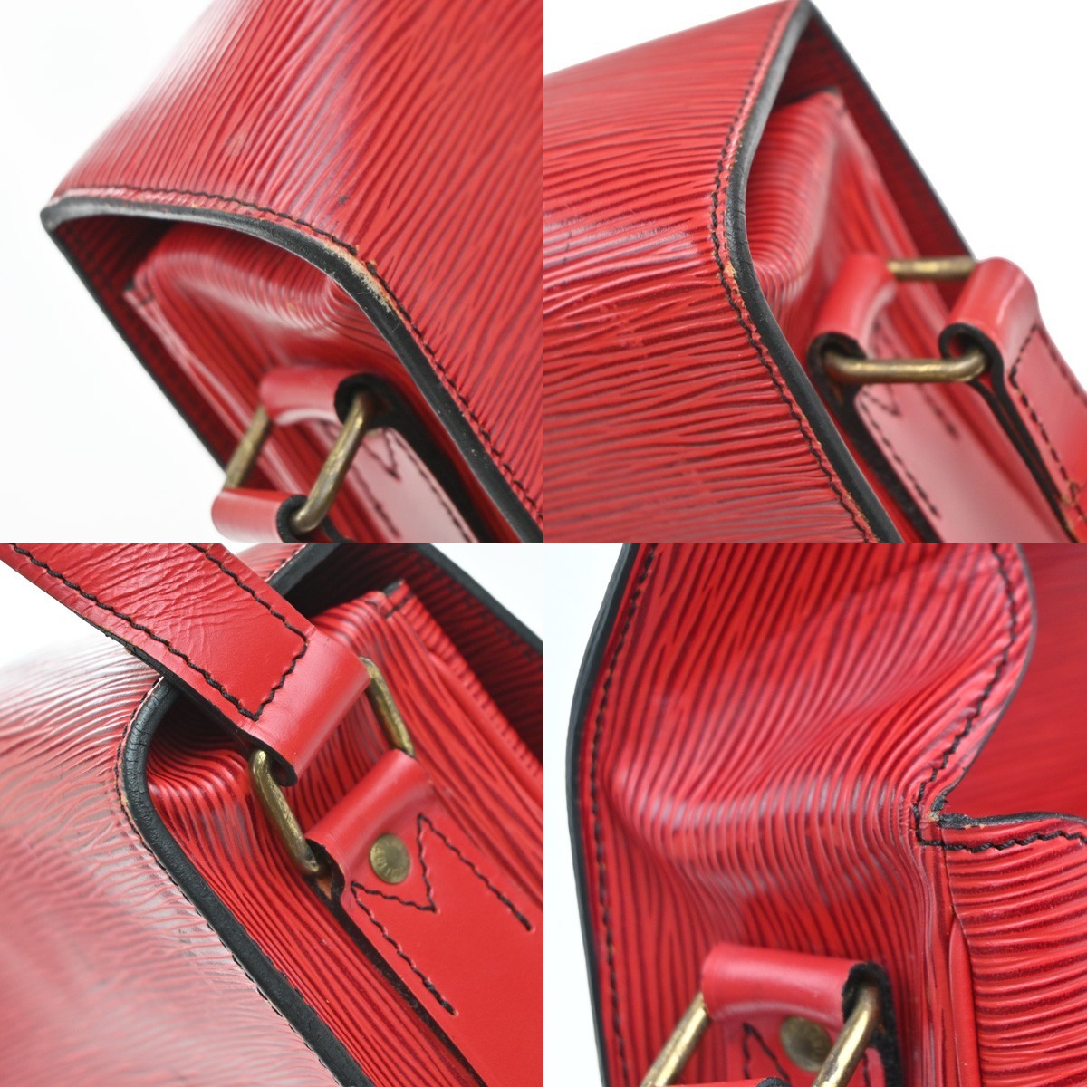 Louis Vuitton Cartouchiere Handbag Epi Leather Red Leather Shoulder Bag