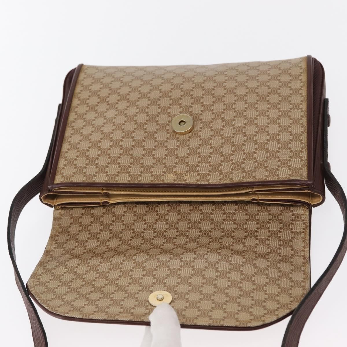 Celine Vintage Macadam Shoulder Bag Canvas And Leather Beige Canvas Shoulder Bag Bag