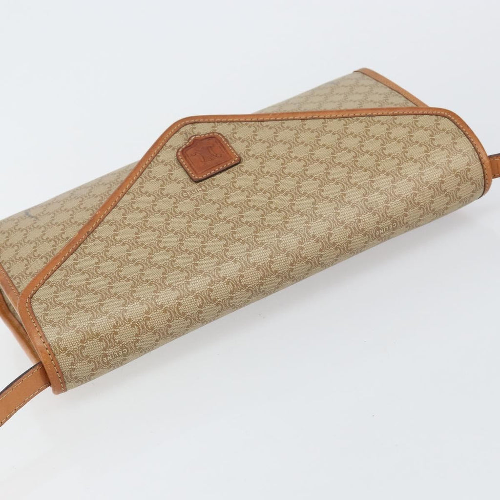 Celine Vintage Macadam Shoulder Bag Canvas And Leather Beige Canvas Shoulder Bag Bag