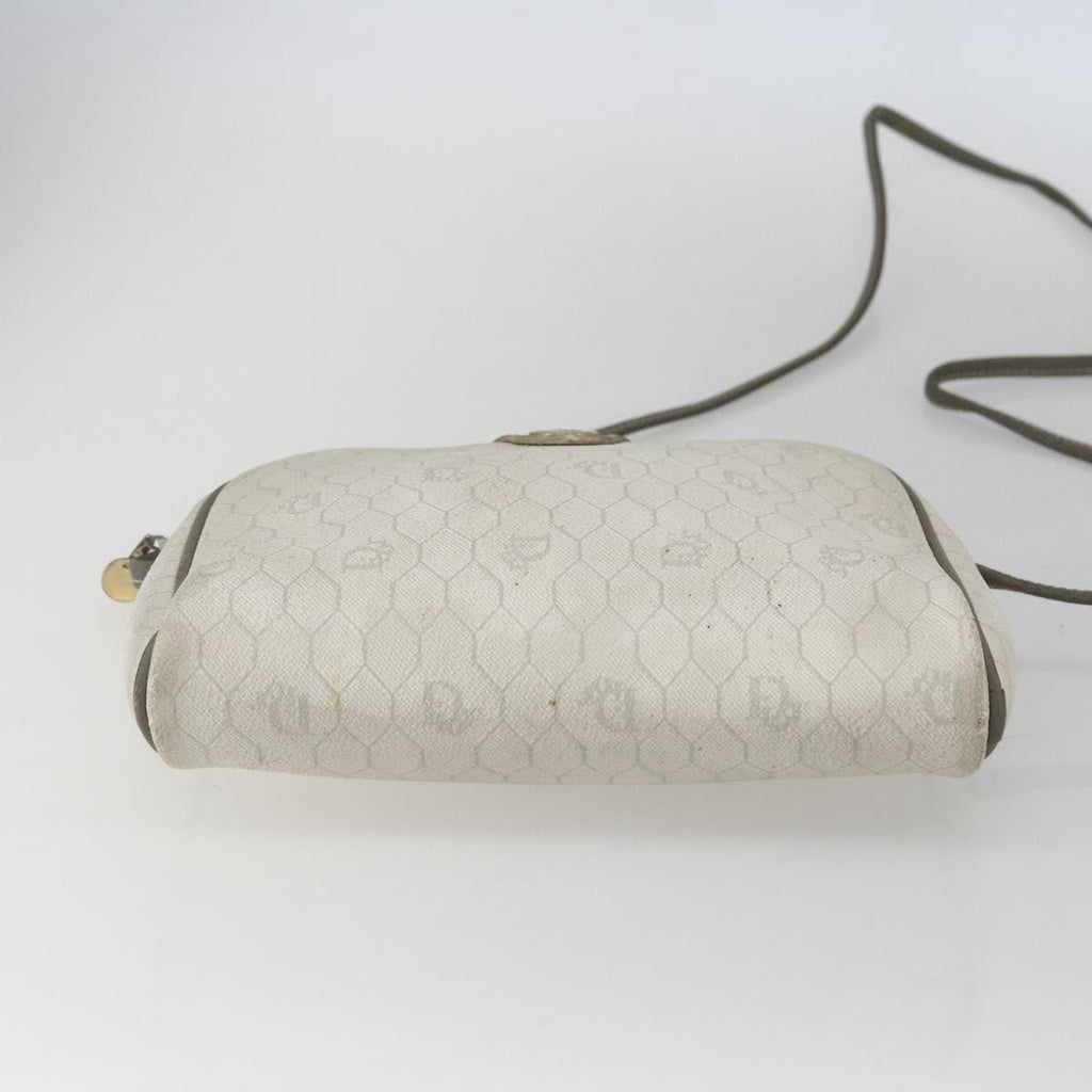 Christian Dior Vintage Honeycomb Shoulder Bag Canvas And Leather White Canvas Shoulder Bag Bag (Pre-Owned)