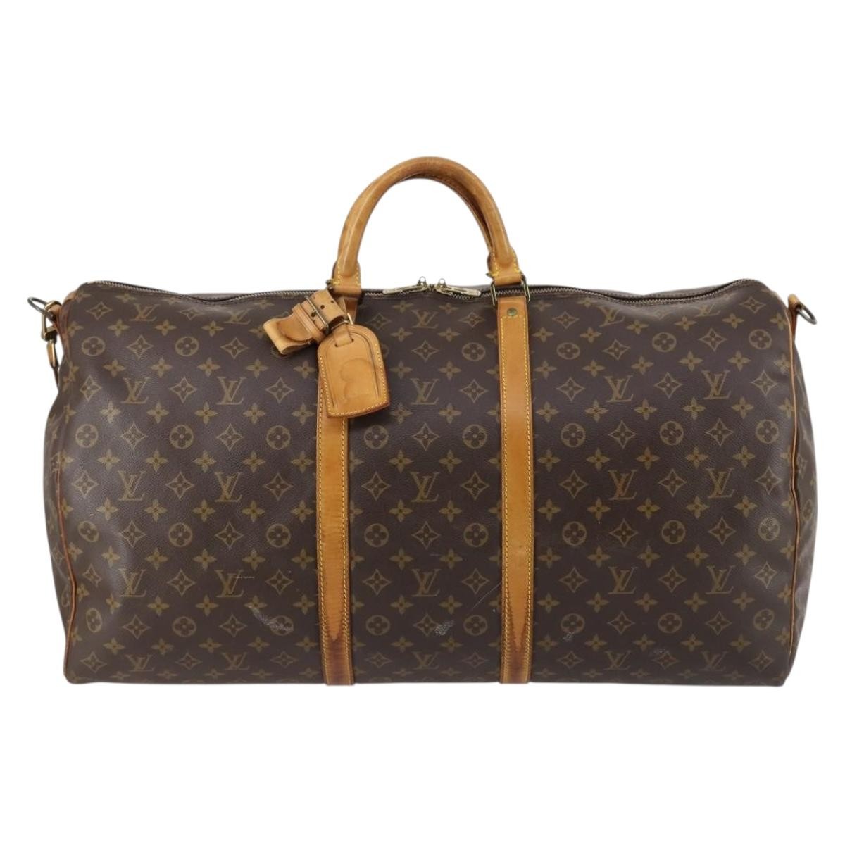 Louis Vuitton Keepall Bandouliere Bag Monogram Canvas Brown Canvas Travel Bag