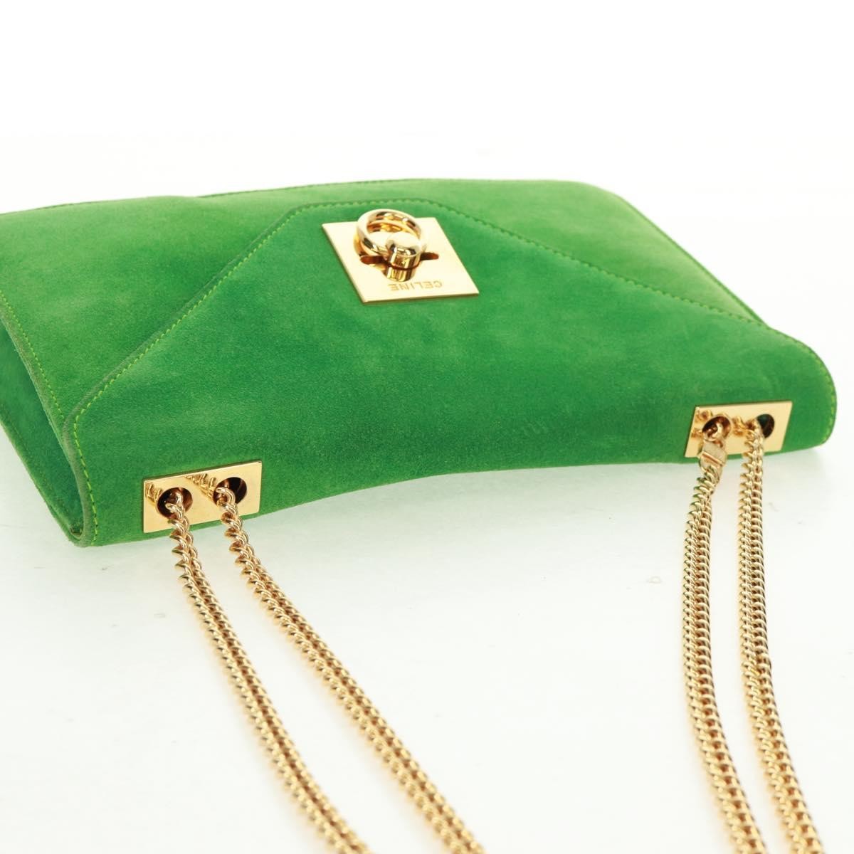 Celine Vintage Shoulder Bag Suede Green Suede Shoulder Bag Bag