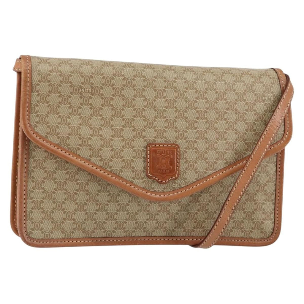 Celine Vintage Macadam Shoulder Bag Canvas Beige Canvas Shoulder Bag Bag