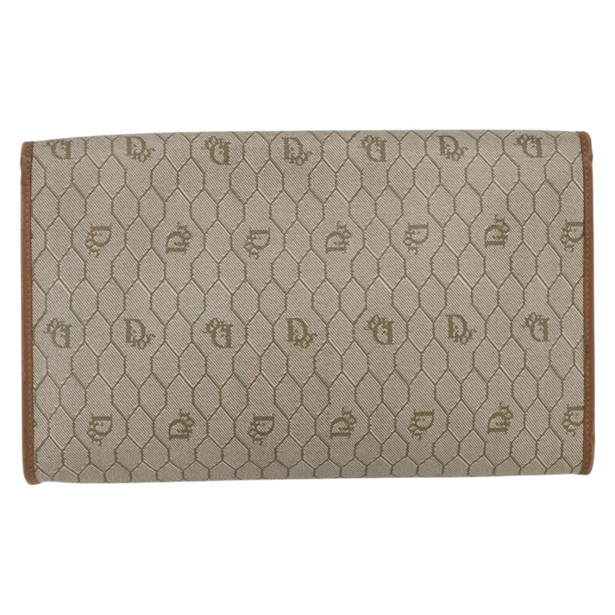 Christian Dior Vintage Honeycomb Chain Canvas Beige Canvas Shoulder Bag Bag (Pre-Owned)