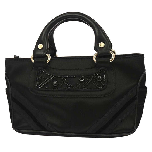 Celine Boogie Satchel Satin Black Satin Handbag
