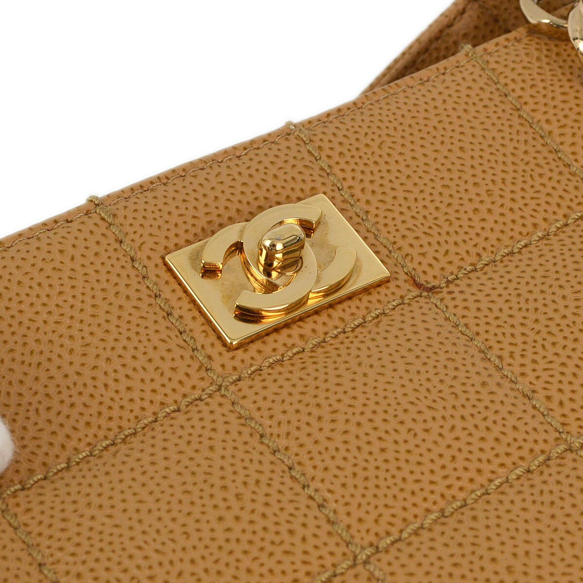 Chanel Vintage Chocolate Bar Zip Around Tote Quilted Calfskin Beige Leather Tote Bag Bag