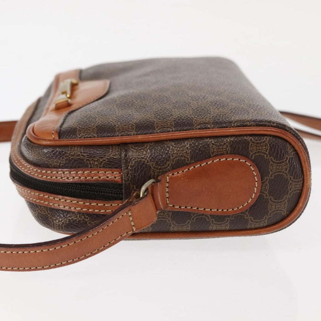 Celine Macadam Shoulder Bag Pvc Leather Brown Canvas Bag