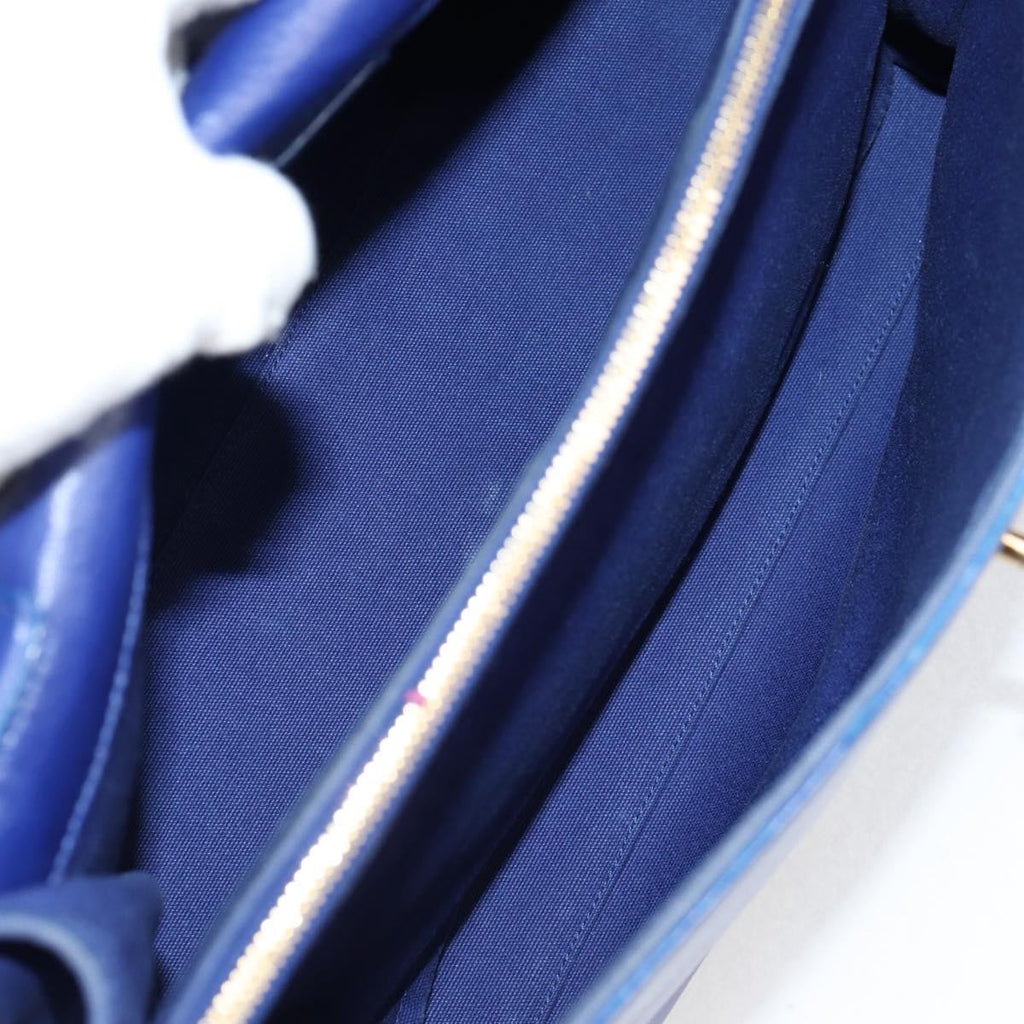 Saint Laurent Muse Two Bag Leather With Canvas Blue Leather Shoulder Bag Bag (Pre-Owned)