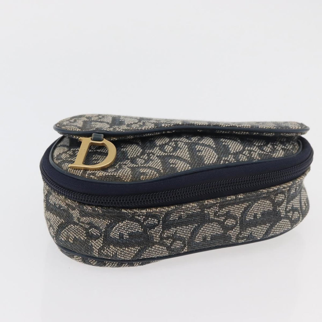 Christian Dior Vintage Saddle Coin Purse Diorissimo Canvas Navy Canvas Clutche & Pouche Bag (Pre-Owned)