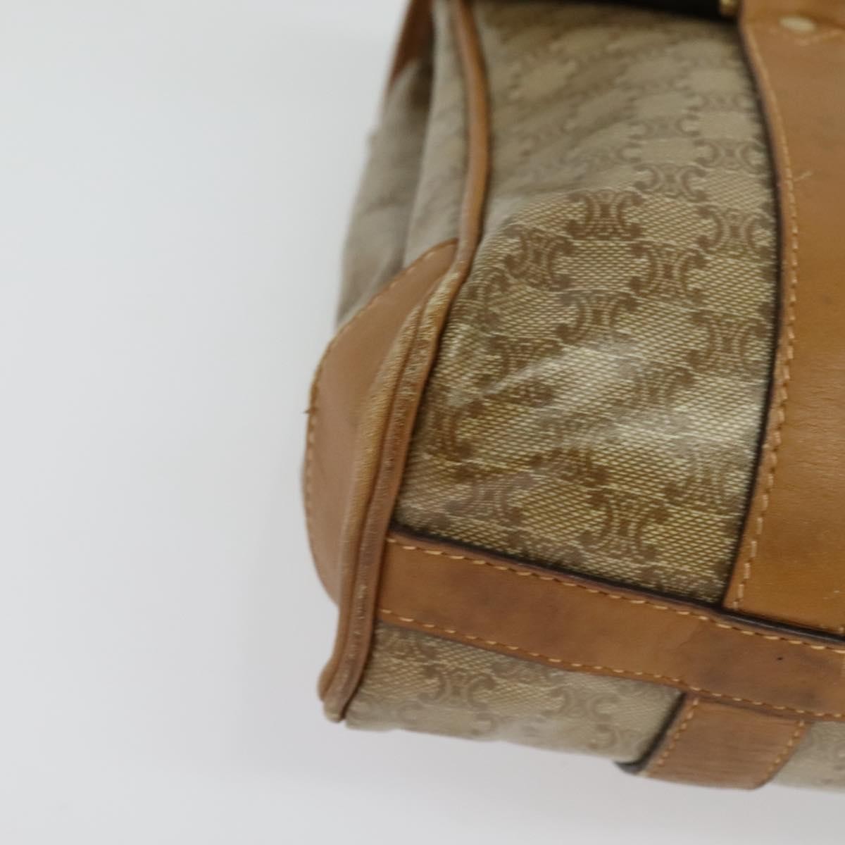 Celine Vintage Macadam Handbag Canvas Beige Canvas Bag
