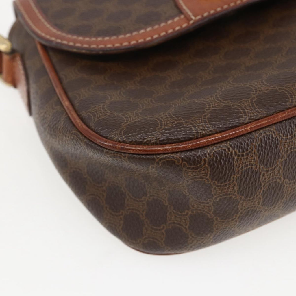 Celine Vintage Macadam Shoulder Bag Canvas And Leather Brown Canvas Shoulder Bag Bag