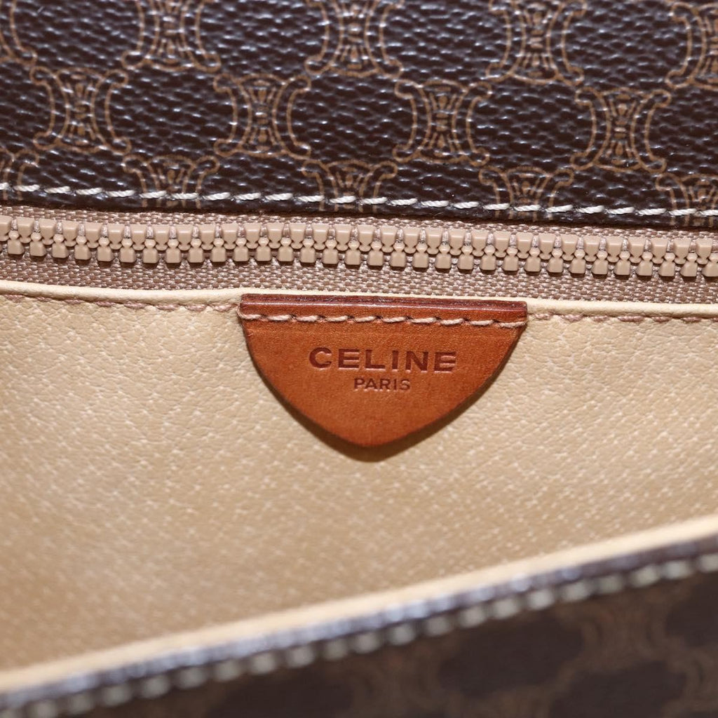 Celine Vintage Macadam Shoulder Bag Canvas And Leather Brown Canvas Shoulder Bag Bag