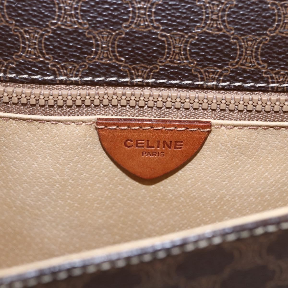 Celine Vintage Macadam Shoulder Bag Canvas And Leather Brown Canvas Shoulder Bag Bag