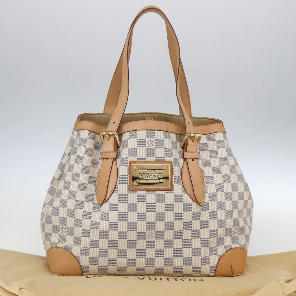 Louis Vuitton Hampstead Handbag Damier White Canvas Tote Bag