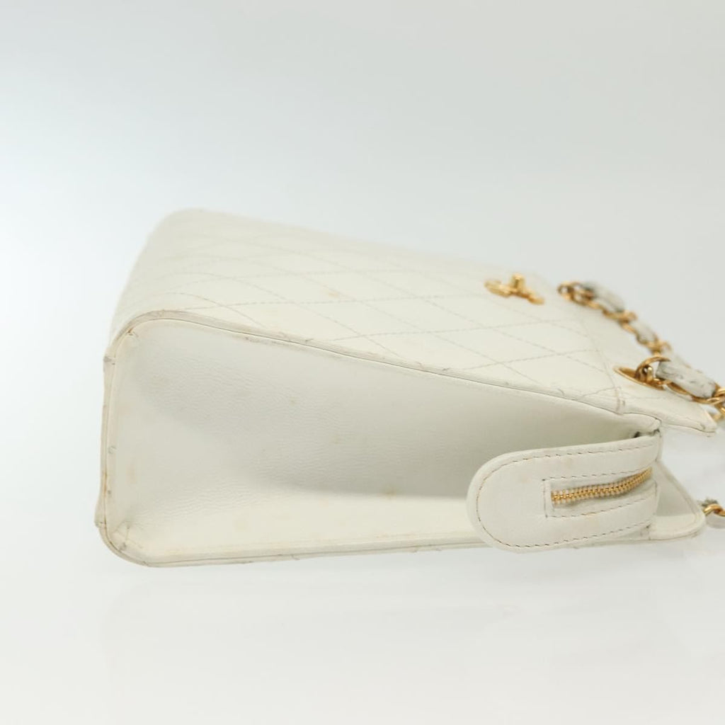 Chanel Cc Shoulder Bag Quilted Caviar White Leather Bag