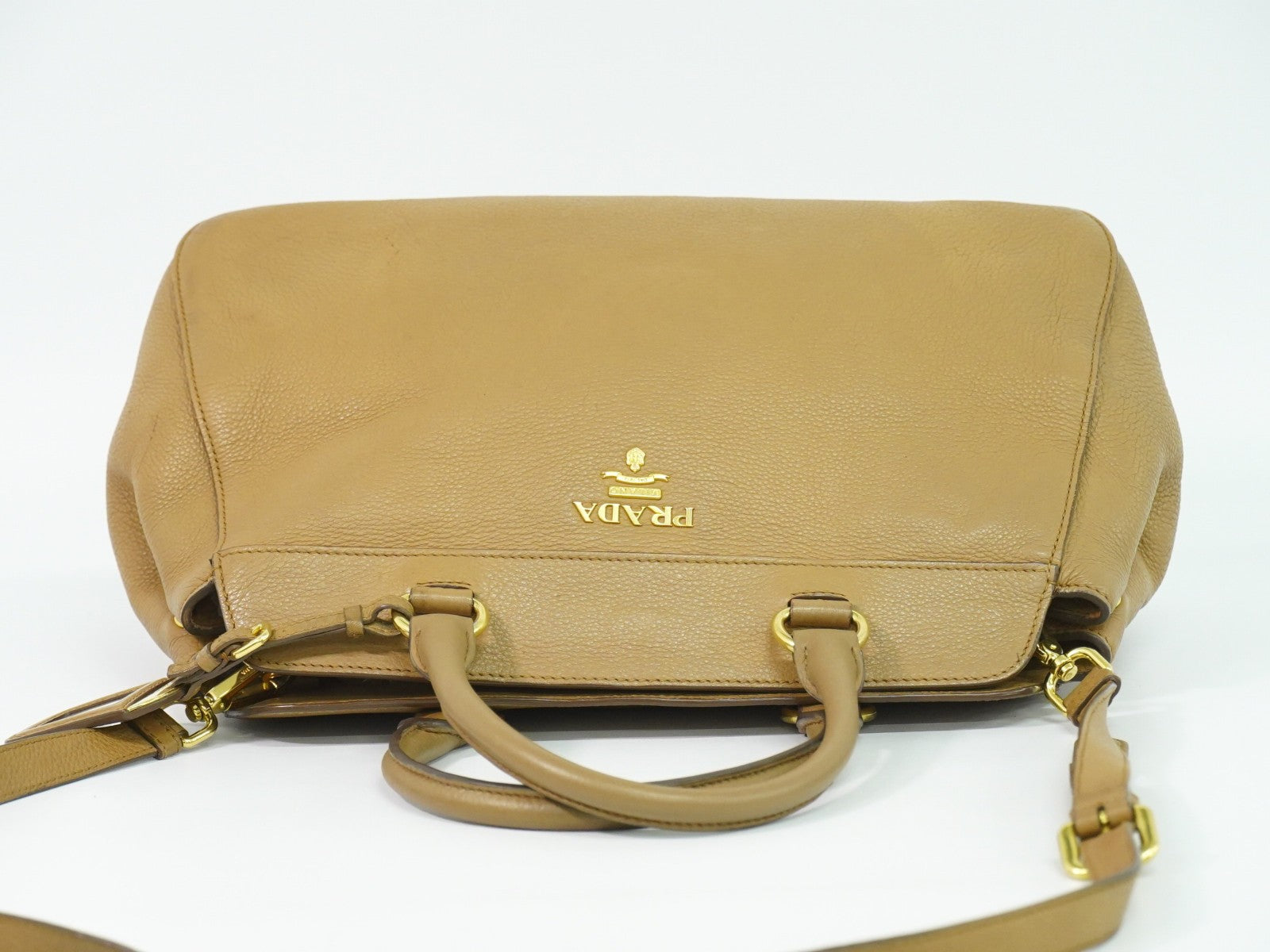 Prada Vintage Handbag Leather Beige Leather Handbag