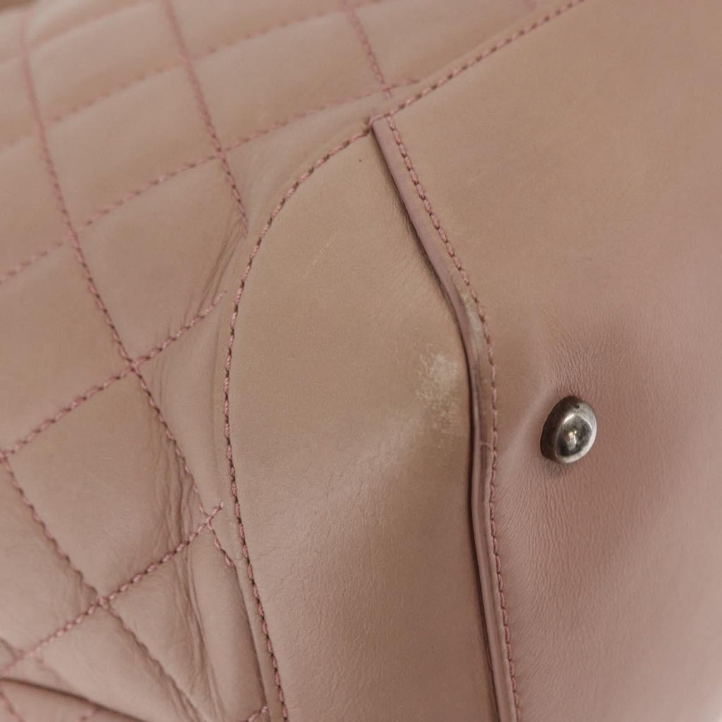 Chanel Easy Shopping Tote Quilted Calfskin Pink Leather Tote Bag Bag