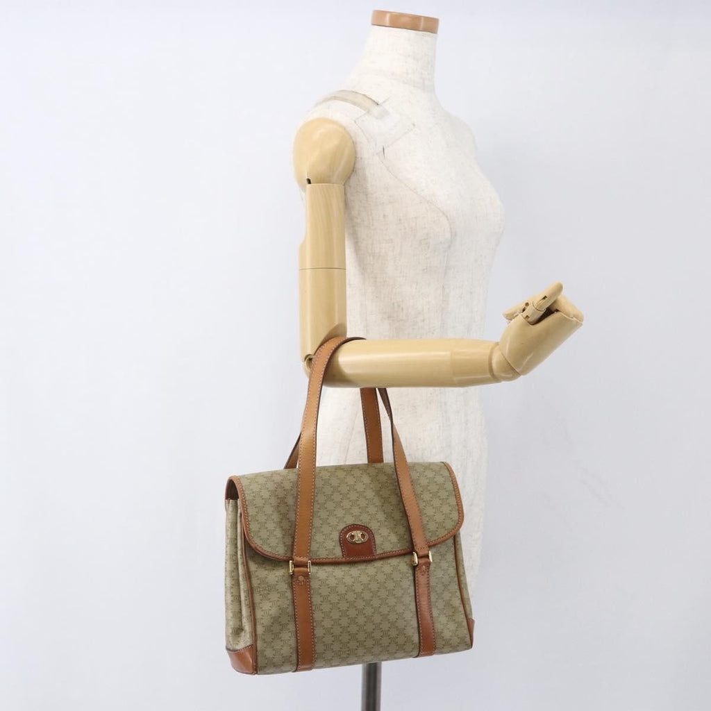 Celine Vintage Macadam Handbag Canvas And Leather Beige Canvas Handbag