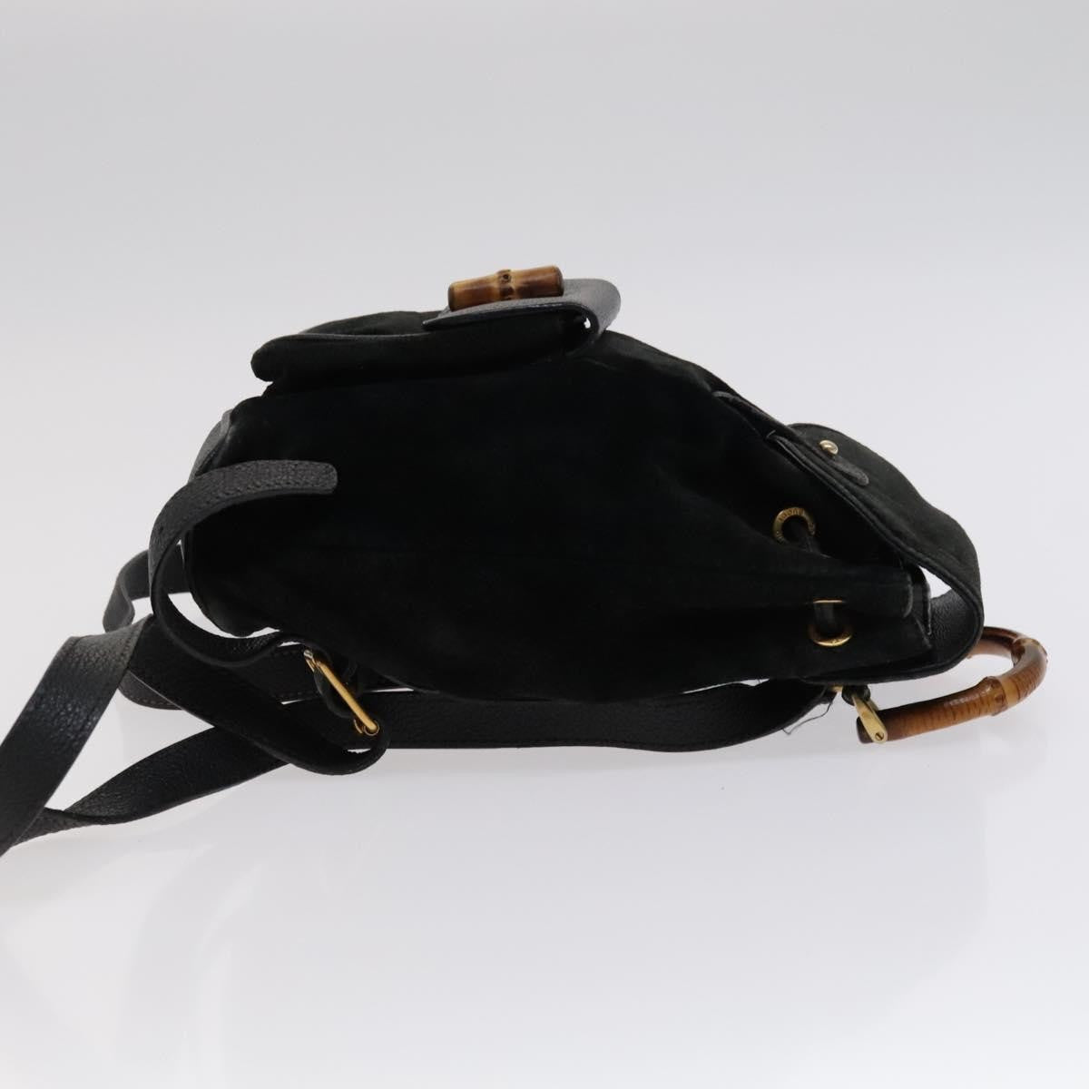 Gucci Gucci Bamboo Backpack Daim Black Suede Backpack Bag (Pre-Owned)