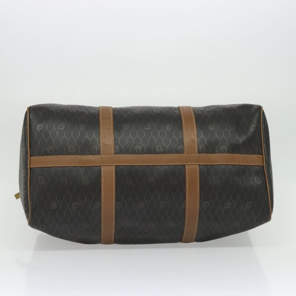 Christian Dior Vintage Honeycomb Handbag Canvas Leather Black Canvas Bag (Pre-Owned)