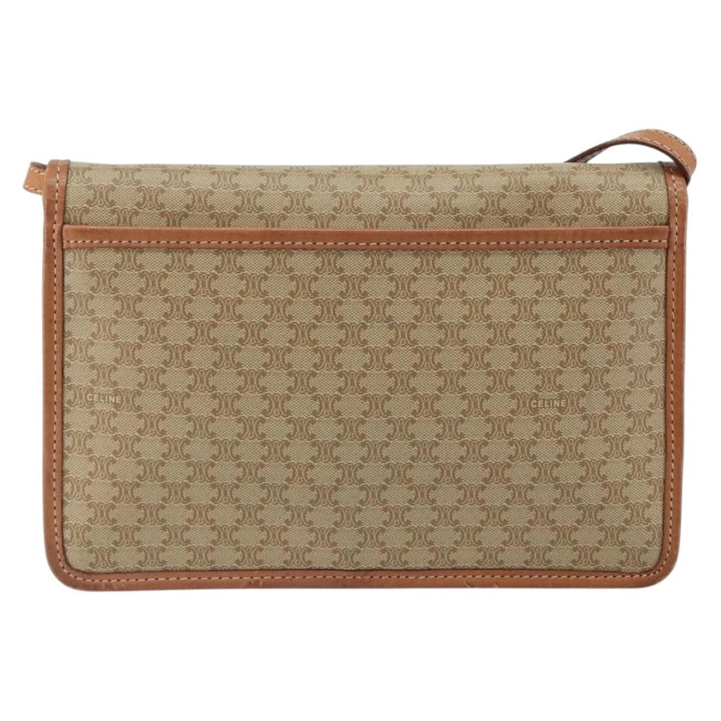 Celine Vintage Macadam Shoulder Bag Canvas Beige Canvas Shoulder Bag Bag