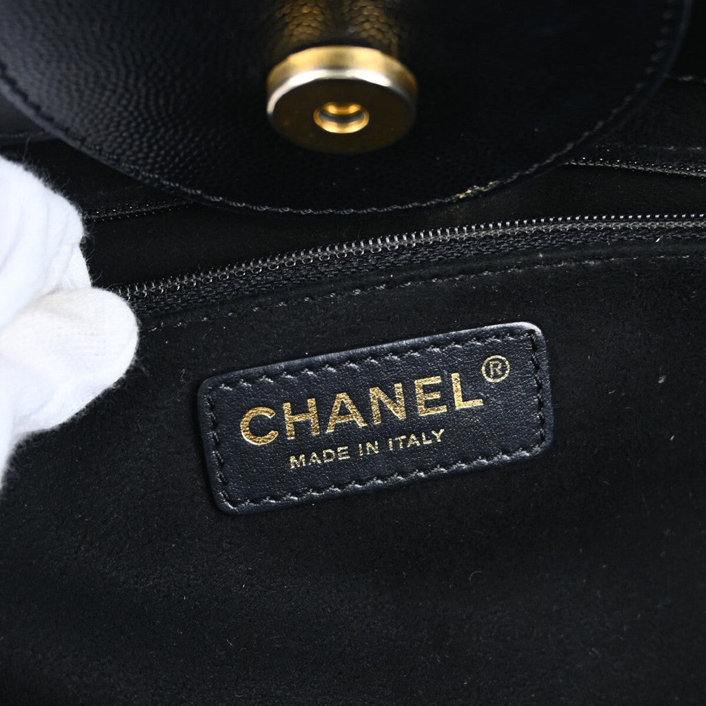 Chanel Deauville Tote Studded Caviar Black Leather Tote Bag Bag