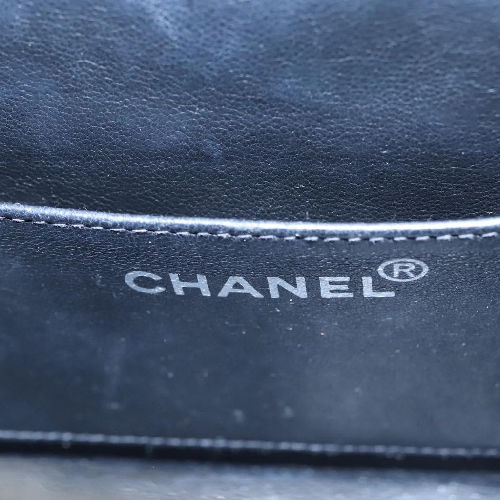 Chanel Vintage Metal Box Bag Quilted Patent Black Patent_Leather Handbag