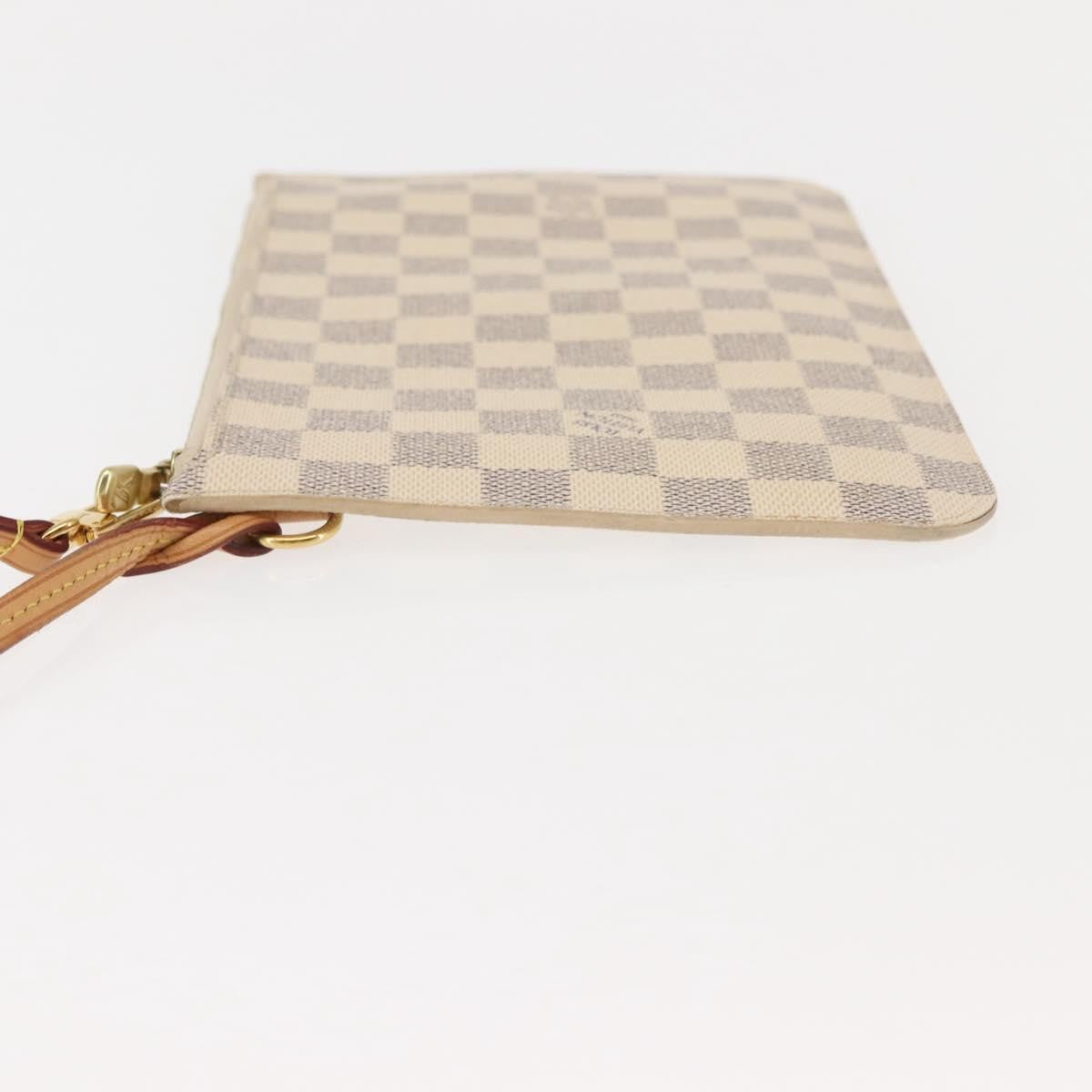 Louis Vuitton Neverfull Pochette Damier White Canvas Clutche & Pouche Bag