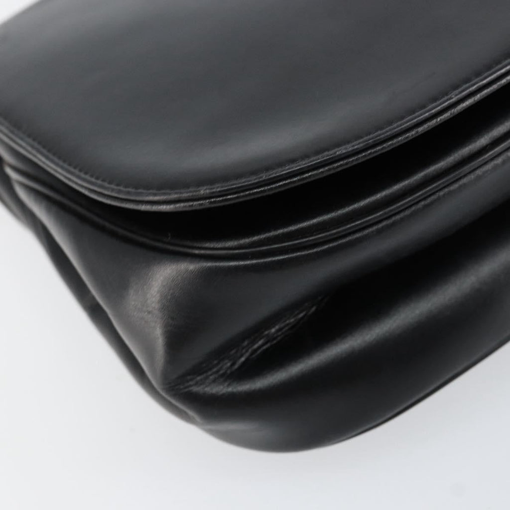Christian Dior Vintage Chain Flap Shoulder Bag Leather Black Leather Shoulder Bag Bag (Pre-Owned)