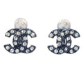 Chanel Cc Clip-On Earrings Metal With Crystal Black Metal Earrings Jewelry