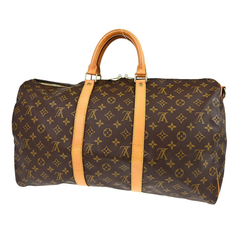Louis Vuitton Keepall Bandouliere Bag Monogram Canvas Brown Canvas Handbag