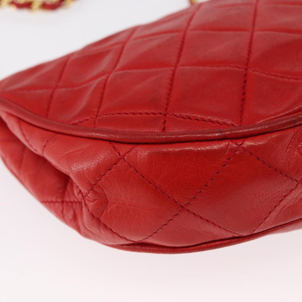 Chanel Camellia Rounded Clutch Satin And Leather Red Leather Shoulder Bag Bag