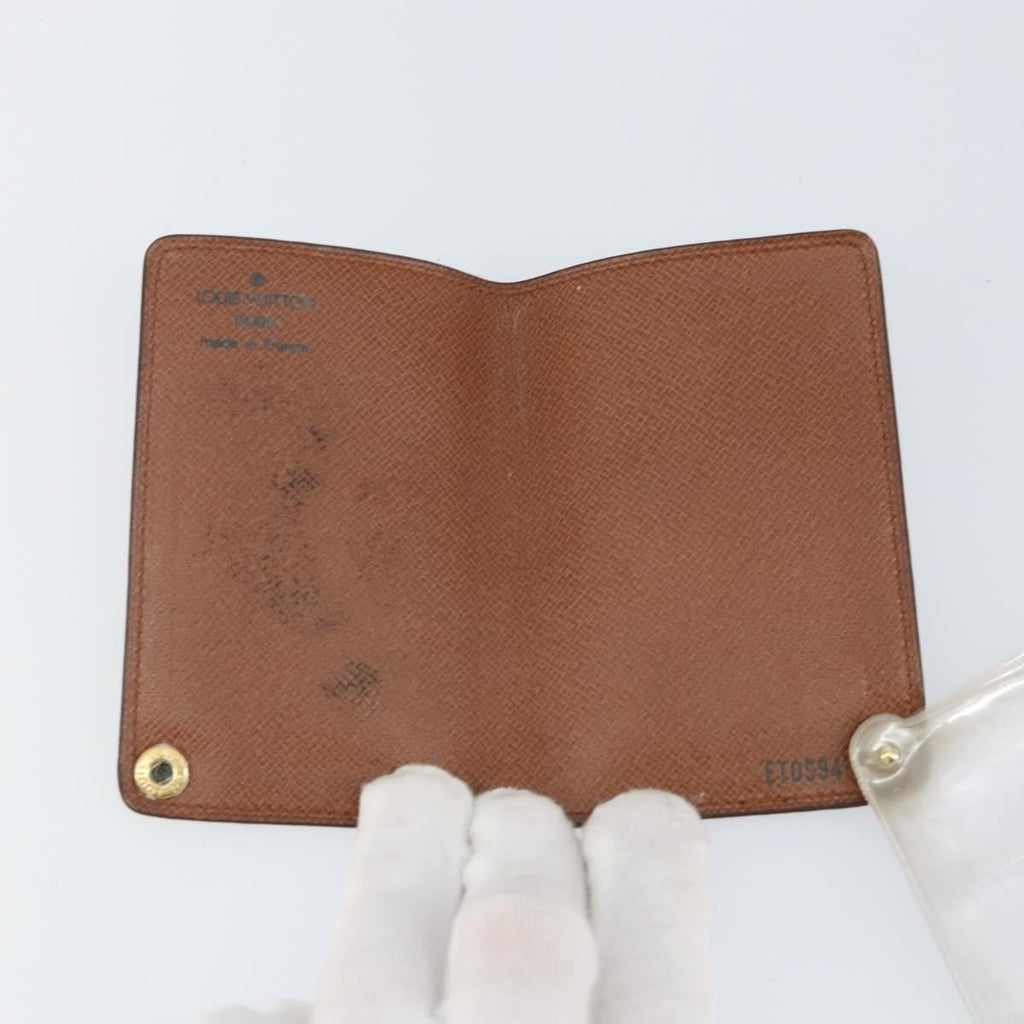 Louis Vuitton Porte Cartes Pression Card Case Monogram Canvas Brown Canvas Card Holders Accessory