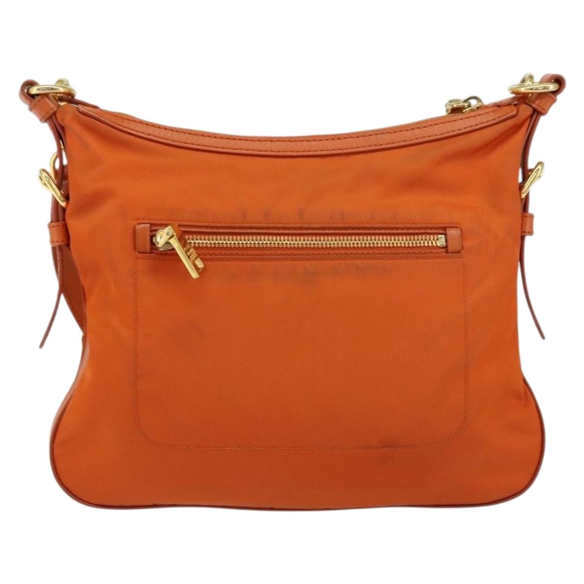 Prada Flat Messenger Tessuto With Leather Orange Nylon Shoulder Bag Bag