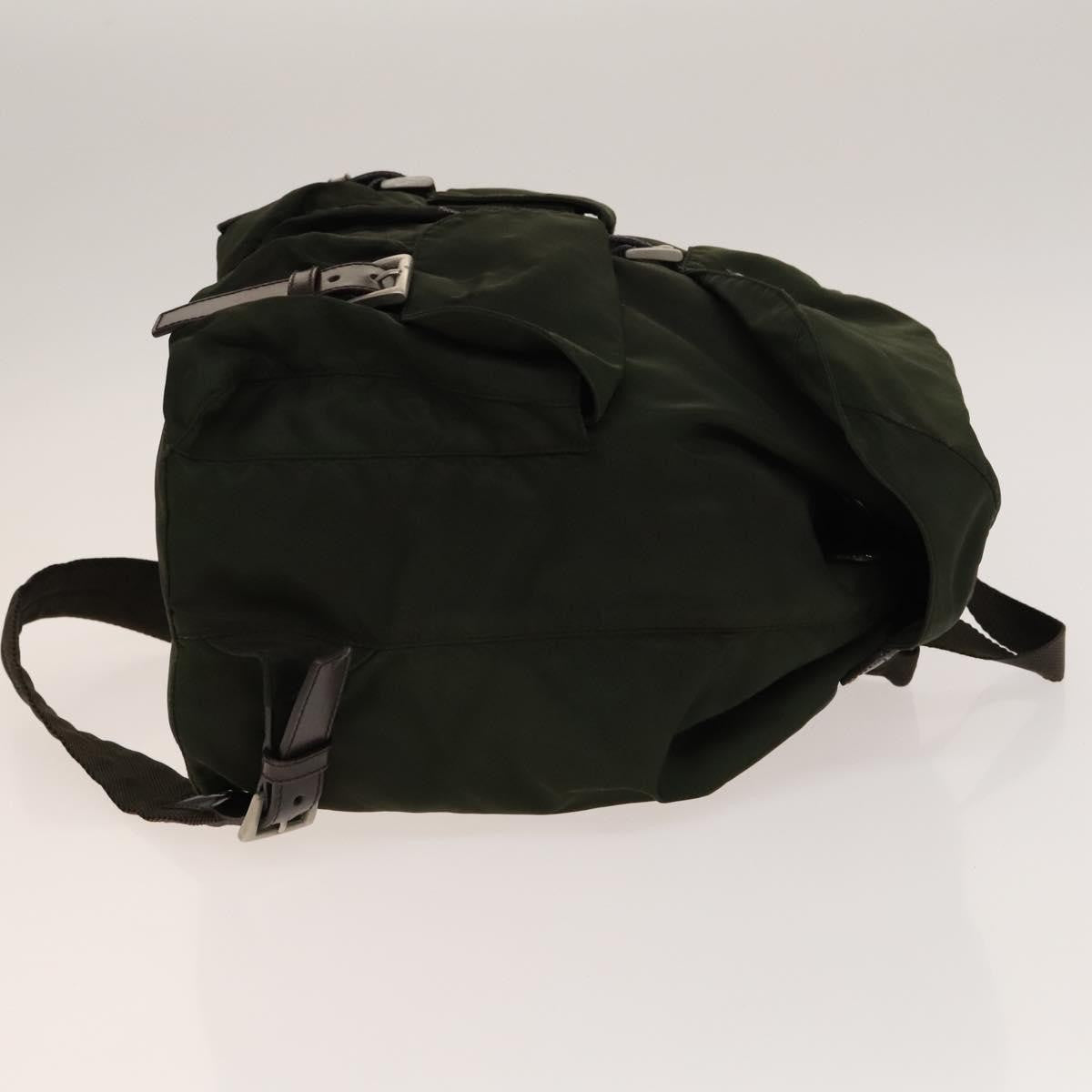 Prada Vela Double Front Pocket Backpack Tessuto With Saffiano Leather Khaki Nylon Backpack Bag