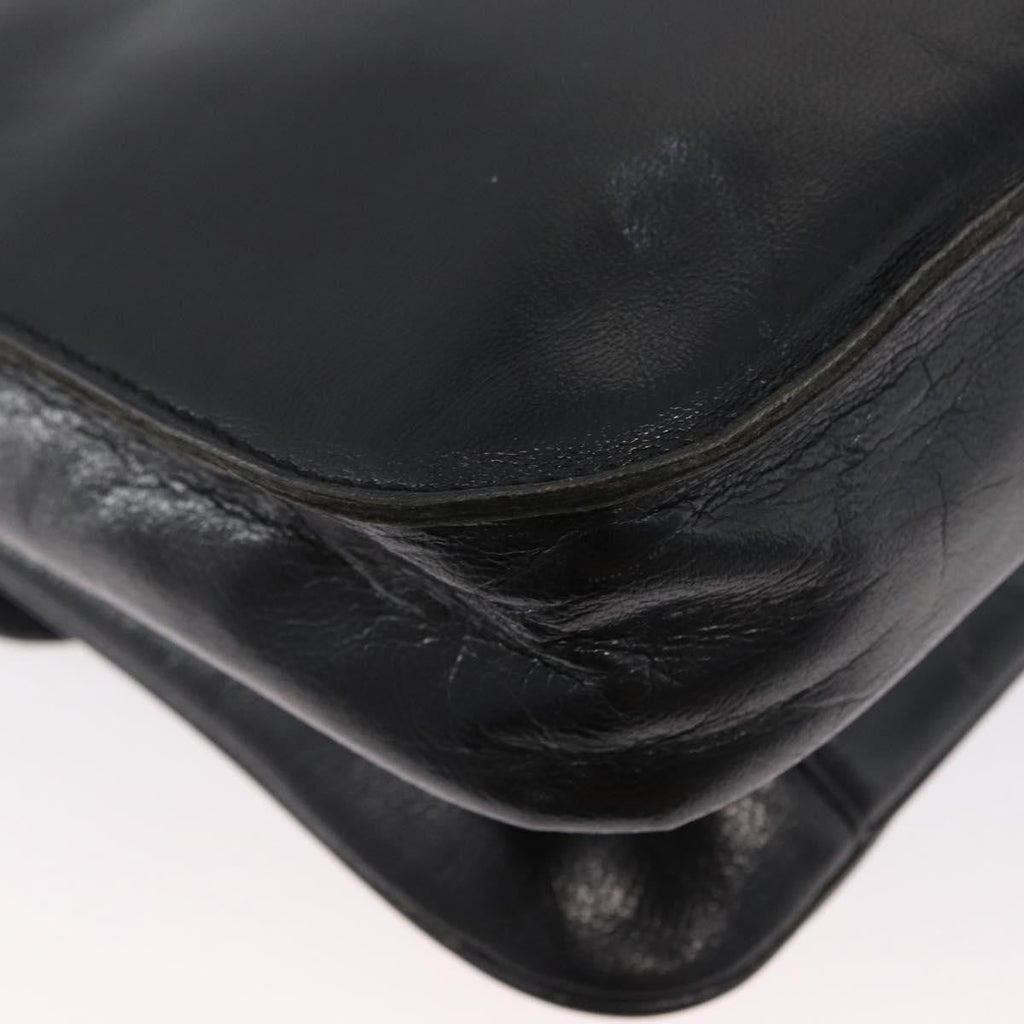 Saint Laurent Vintage Shoulder Bag Leather Black Leather Shoulder Bag Bag (Pre-Owned)