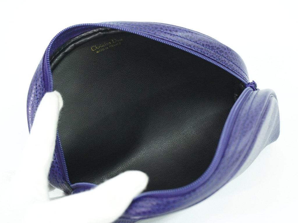 Christian Dior Vintage Zip Pochette Leather Blue Leather Clutche & Pouche Bag (Pre-Owned)