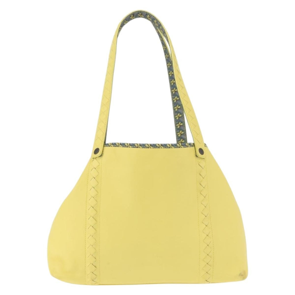 Bottega Veneta A-Shape Tote Leather With Intrecciato Detail Yellow Leather Shoulder Bag Bag
