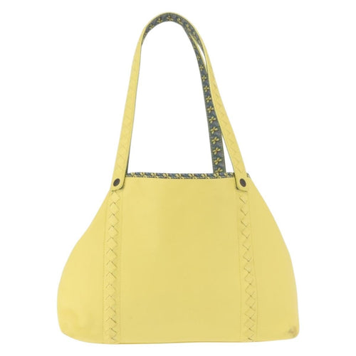 Bottega Veneta A-Shape Tote Leather With Intrecciato Detail Yellow Leather Shoulder Bag Bag