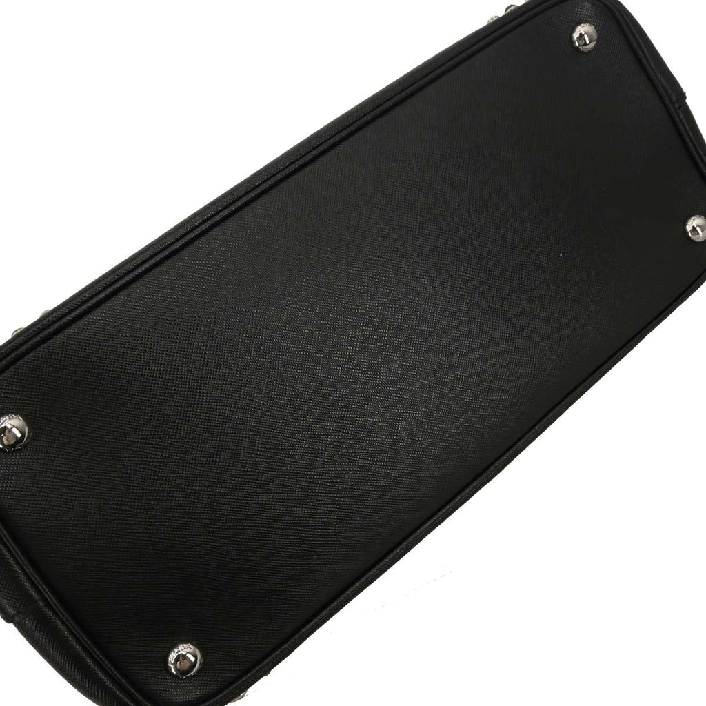Prada Grommet Galleria Double Zip Tote City Calfskin Black Leather Shoulder Bag Bag